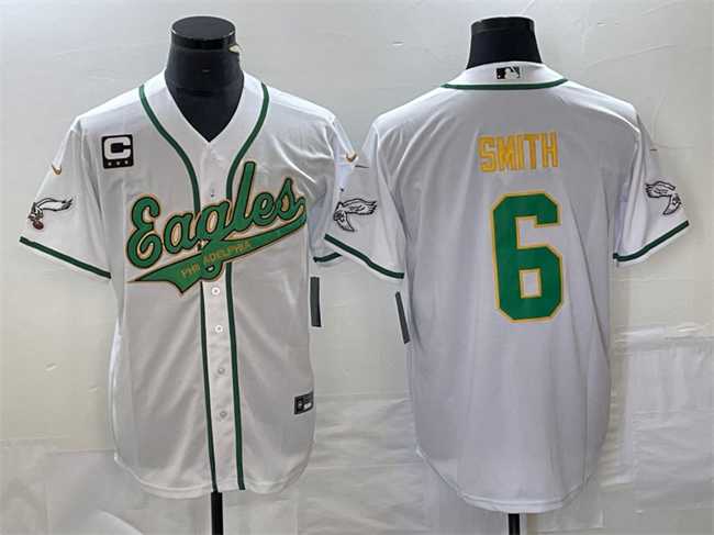 Men's Philadelphia Eagles #6 DeVonta Smith White Gold With C Patch Cool Base Stitched Baseball Jersey,We sell and wholesale Men's Philadelphia Eagles #6 DeVonta Smith White Gold With C Patch Cool Base Stitched Baseball Jersey on line form chian!